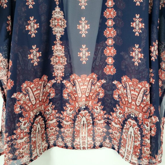 Love Tree Boho Printed Open Front Kimono Size Small Beach Cover Up Wrap - Picture 9 of 10